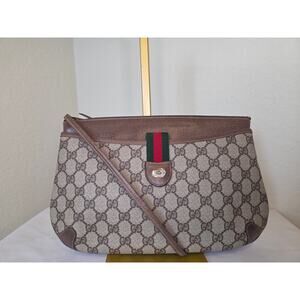 Gucci GG Canvas Web Stripe Vintage Crossbody Bag Removable strap Italy Ophidia